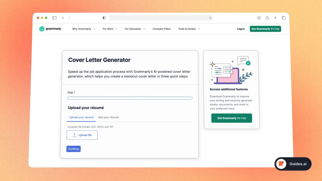 AI Cover Letter Generator by Grammarly