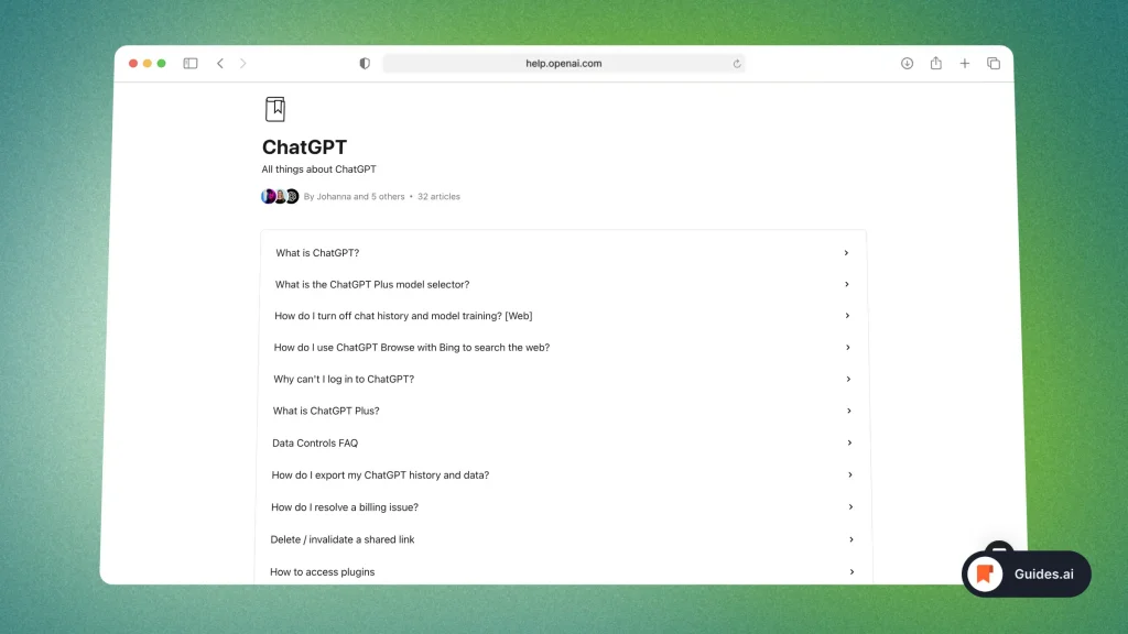 ChatGPT Help Section