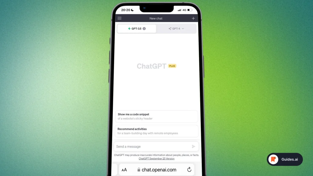 ChatGPT Website on iPhone