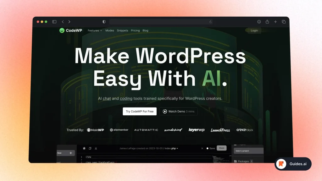 CodeWP.ai - Best AI Website Builder For WordPress