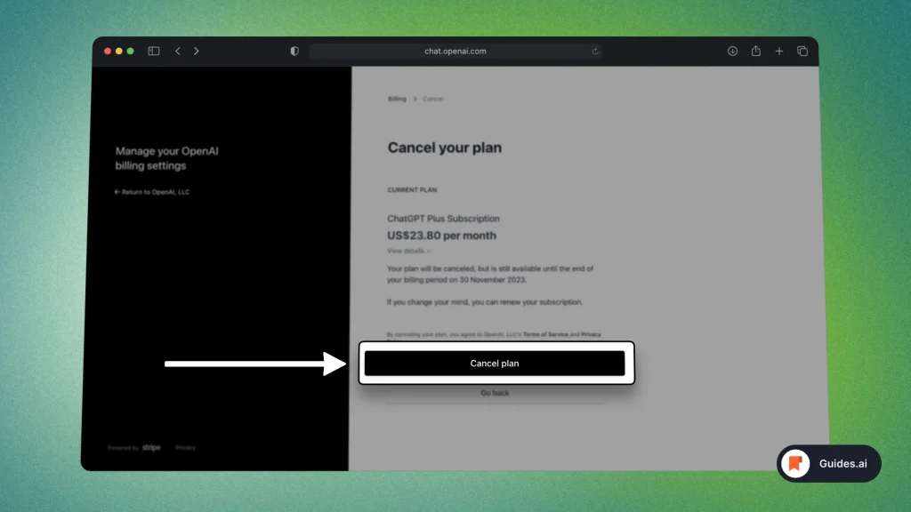 Confirming ChatGPT Subscription Cancellation