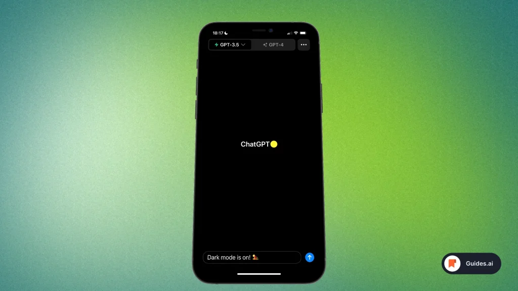 Dark Mode ChatGPT on an iPhone