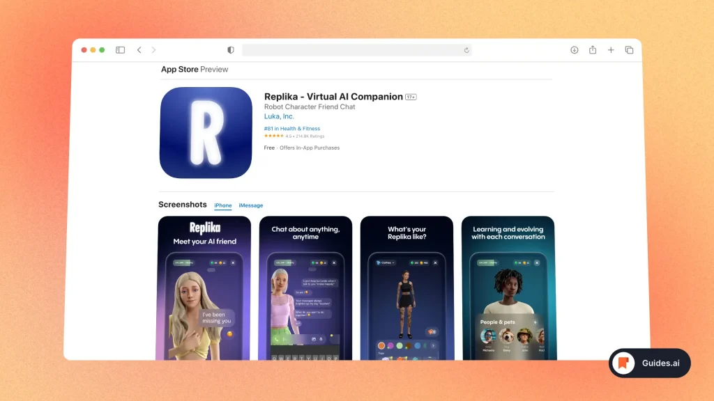 Replika - AI App for iPhone