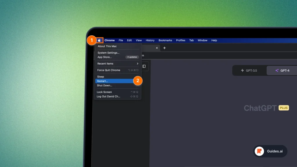Restarting a Mac while in ChatGPT
