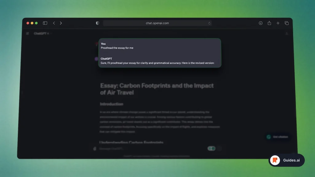 Asking ChatGPT to proofread an essay