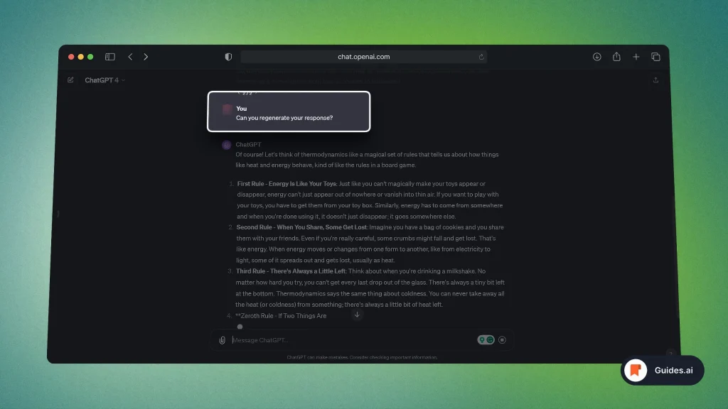 Asking ChatGPT to regenerate response