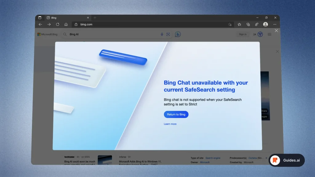 Bing AI SafeSearch Error