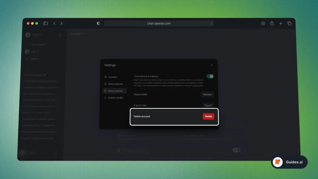 ChatGPT - Deleting Account