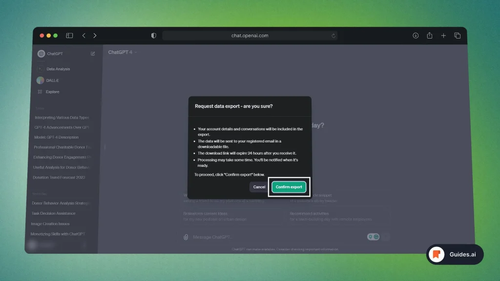 Confirming ChatGPT export