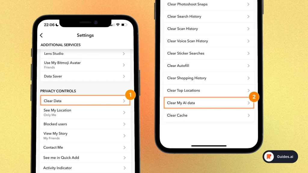 How to clear data from Snapchat AI