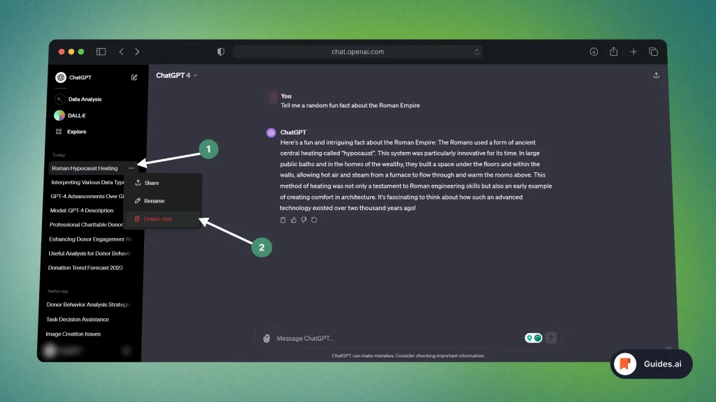 How to delete a ChatGPT conversation