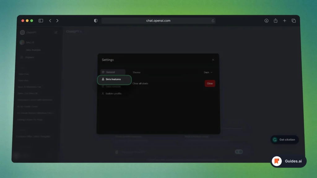 How to get to Beta Features in ChatGPT