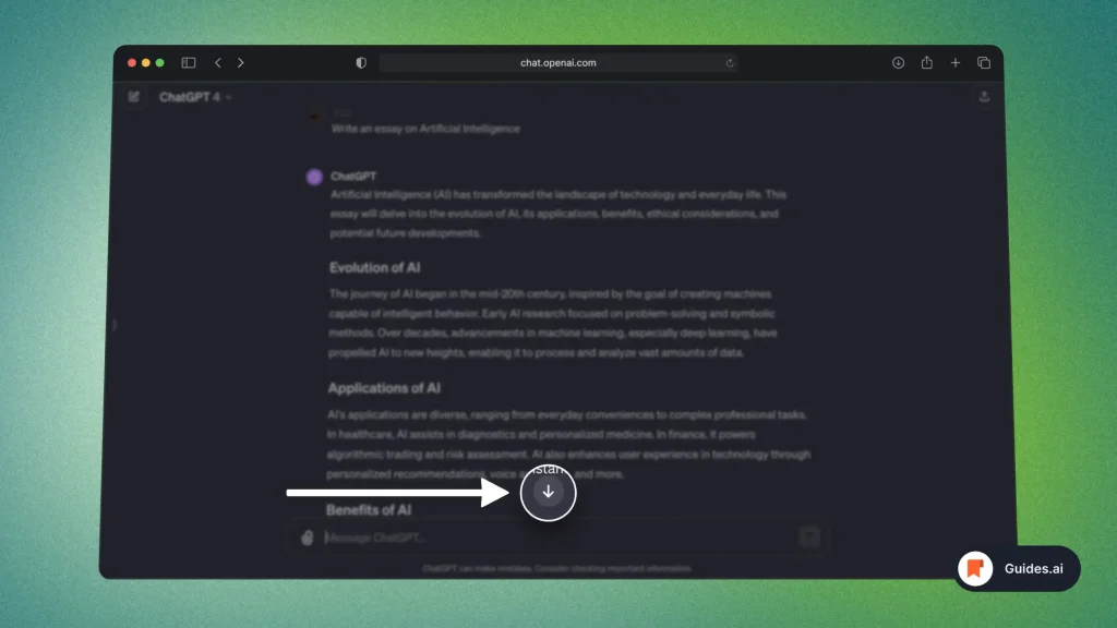 How to scroll to bottom on ChatGPT