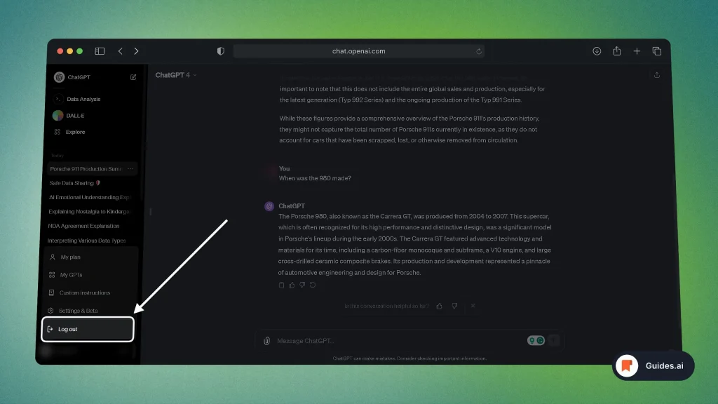 Logging out of ChatGPT