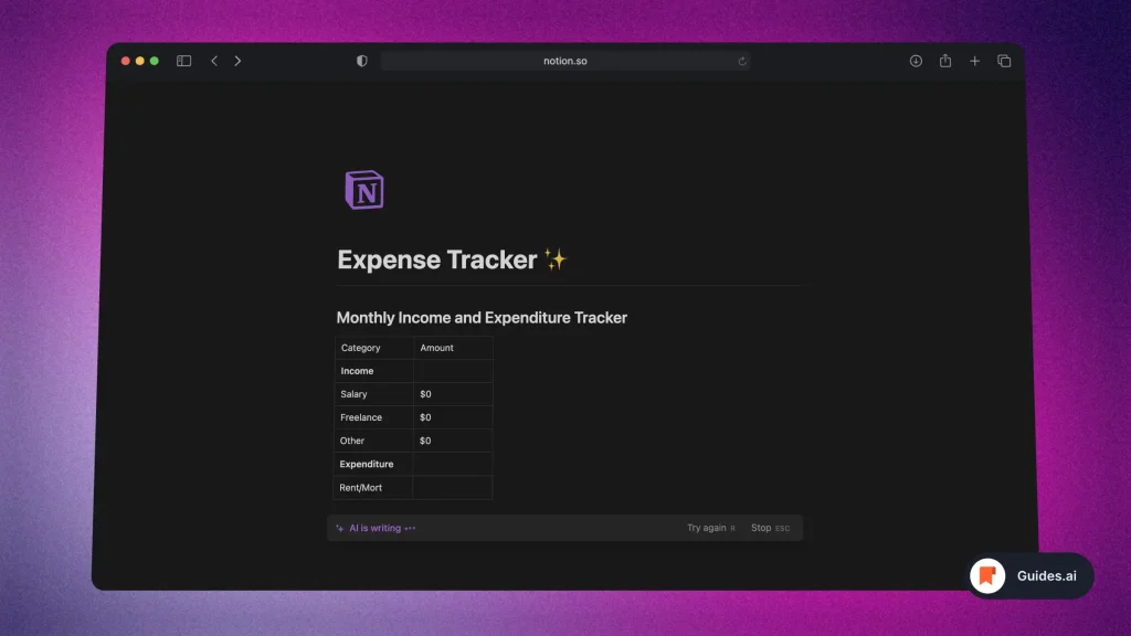 Making an Expense Tracker with Notion AI