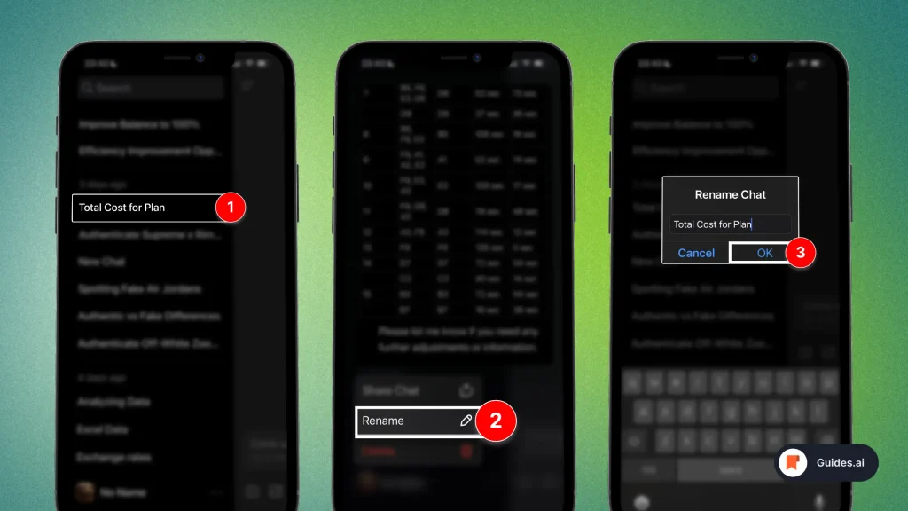 Renaming a conversation in ChatGPT on mobile