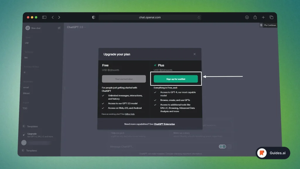 Upgrading to ChatGPT Plus